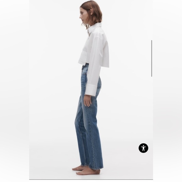 Zara HIGH RISE MOM JEANS DARK BLUE SZ US6 - Picture 5 of 12